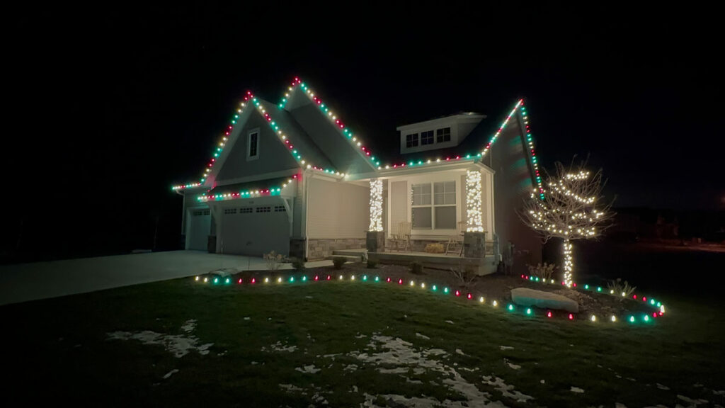 Elegant residential holiday light installation